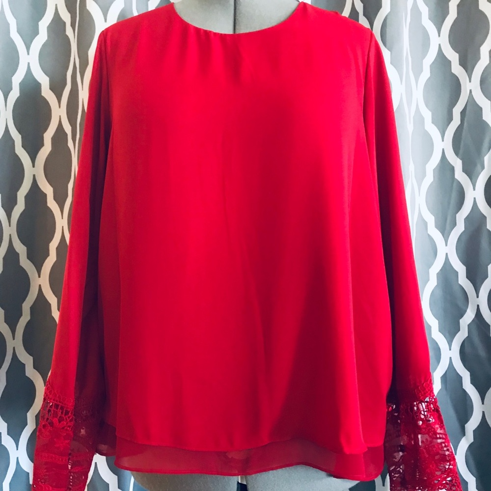 Zak and Rachel Gorgeous Red Blouse Lace Detail